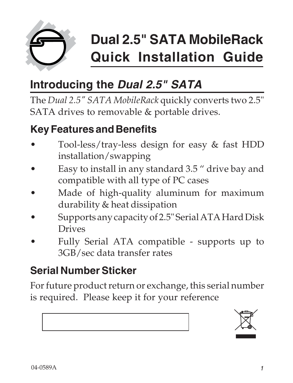 SIIG 04-0589A User Manual | 8 pages