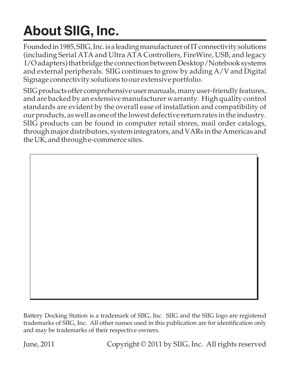 About siig, inc | SIIG Automobile Battery Charger User Manual | Page 12 / 12