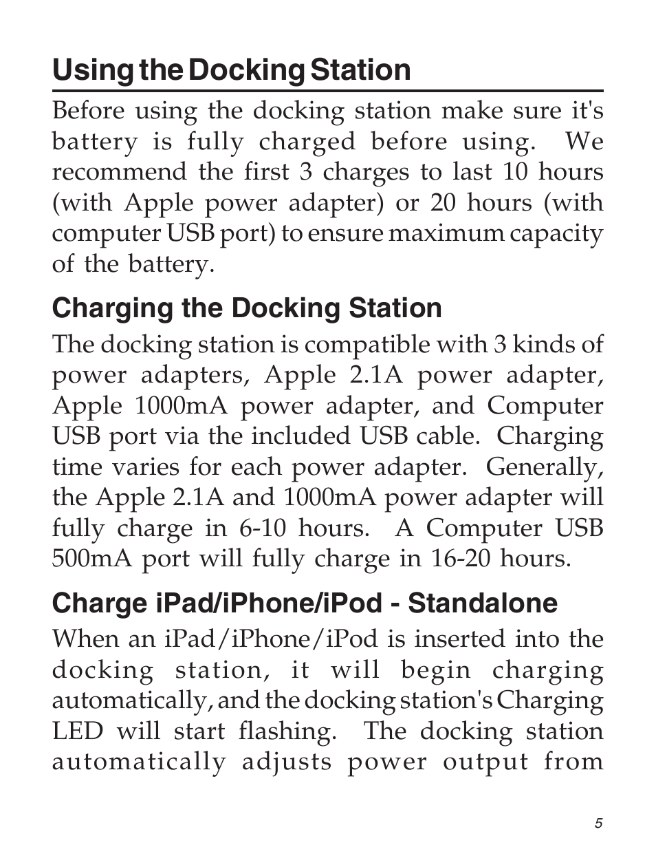 Using the docking station | SIIG Automobile Battery Charger User Manual | Page 5 / 12