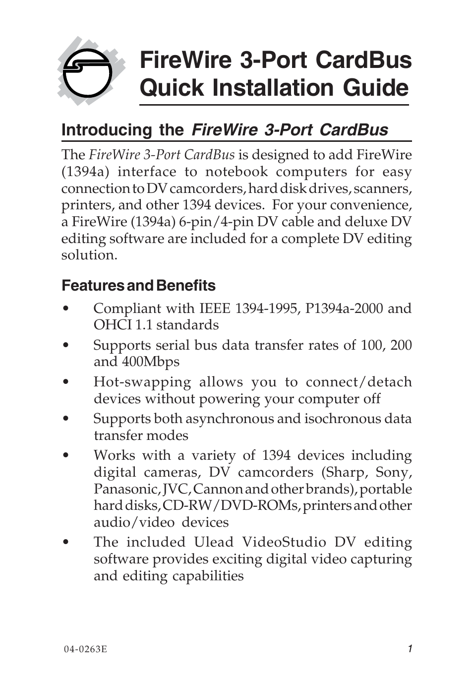 SIIG 04-0263E User Manual | 8 pages
