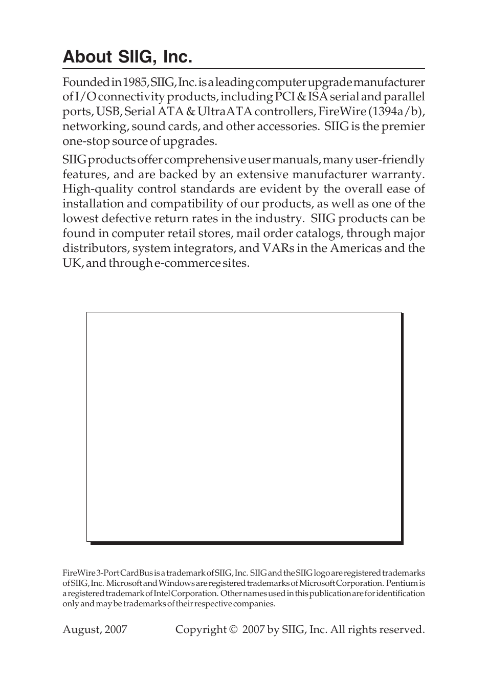 About siig, inc | SIIG 04-0263E User Manual | Page 8 / 8