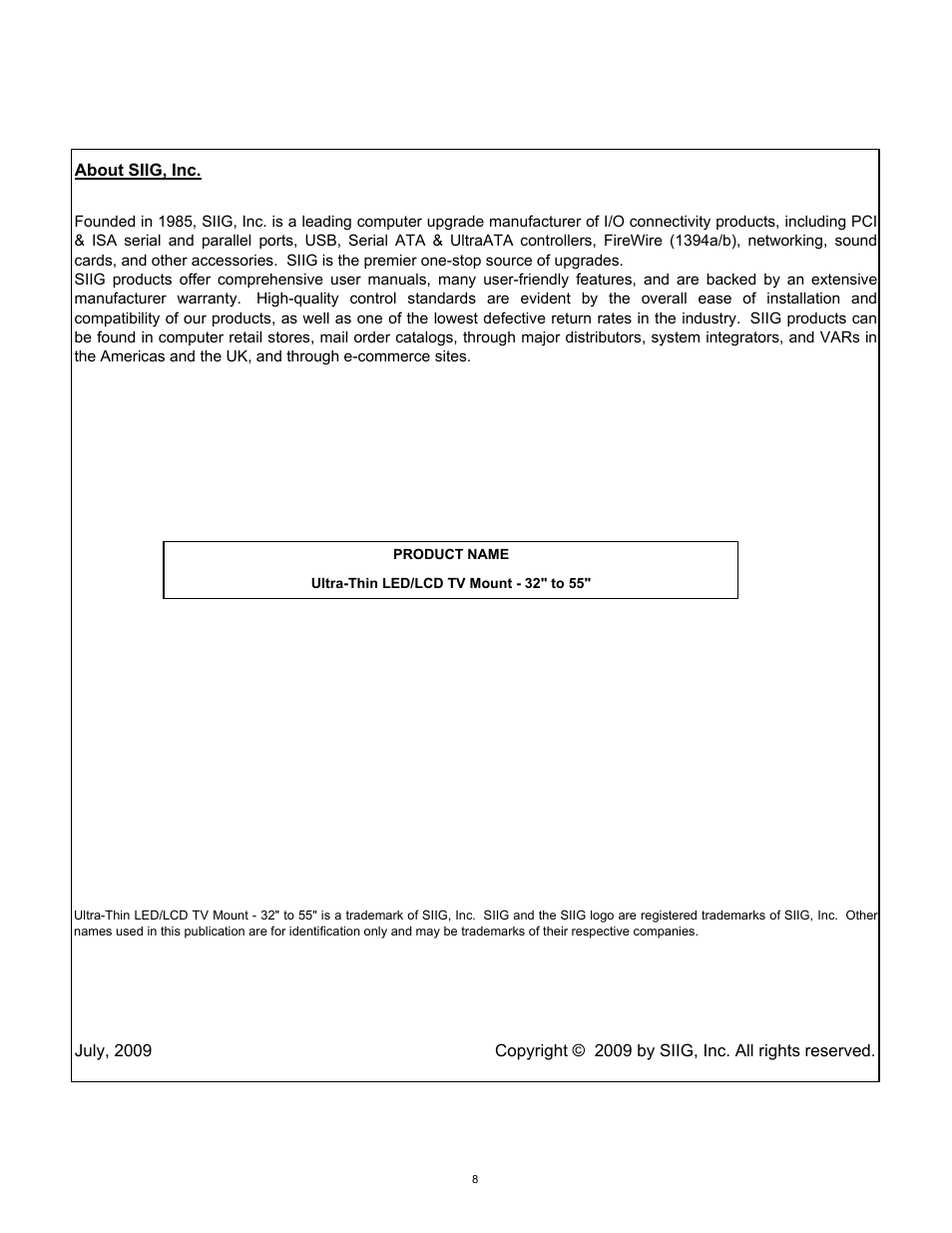 SIIG 04-0541A User Manual | Page 8 / 8
