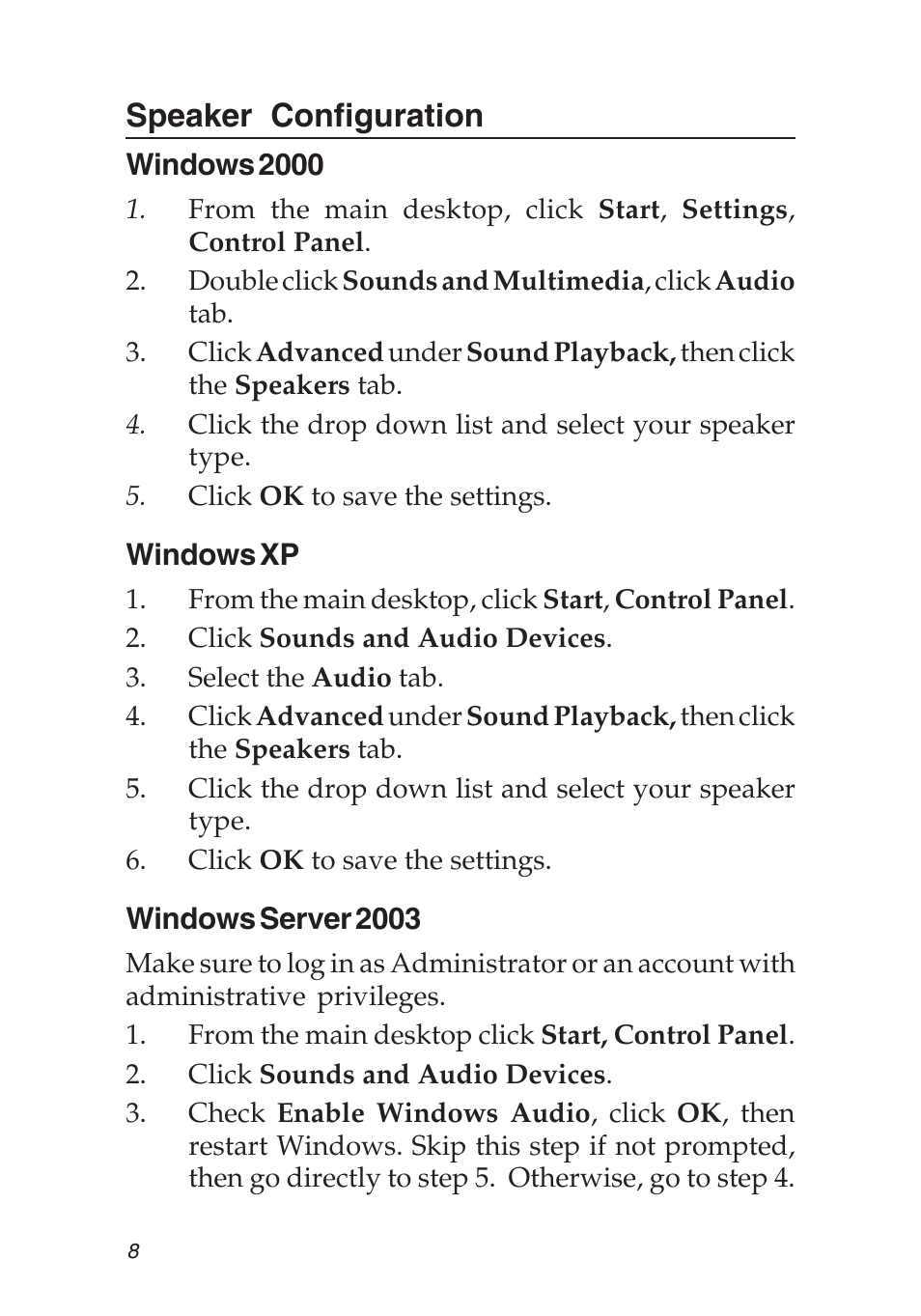 Speaker configuration | SIIG 04-0501A User Manual | Page 8 / 12