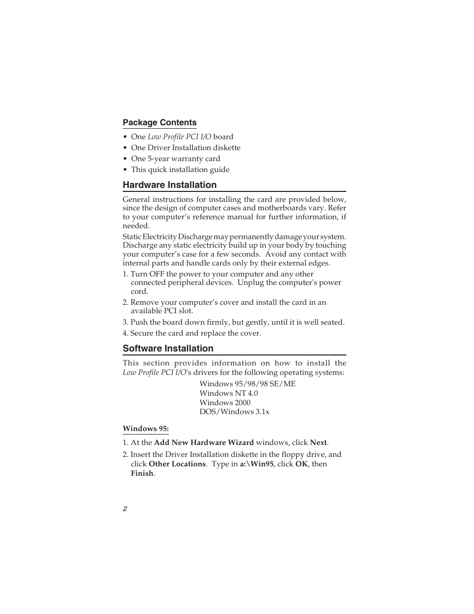SIIG 04-0202A User Manual | Page 2 / 8