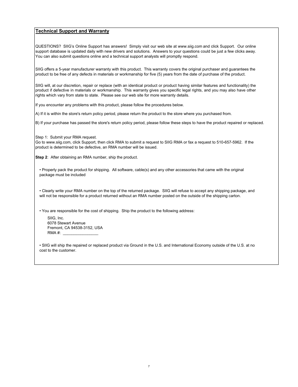 SIIG 04-0621B User Manual | Page 7 / 8
