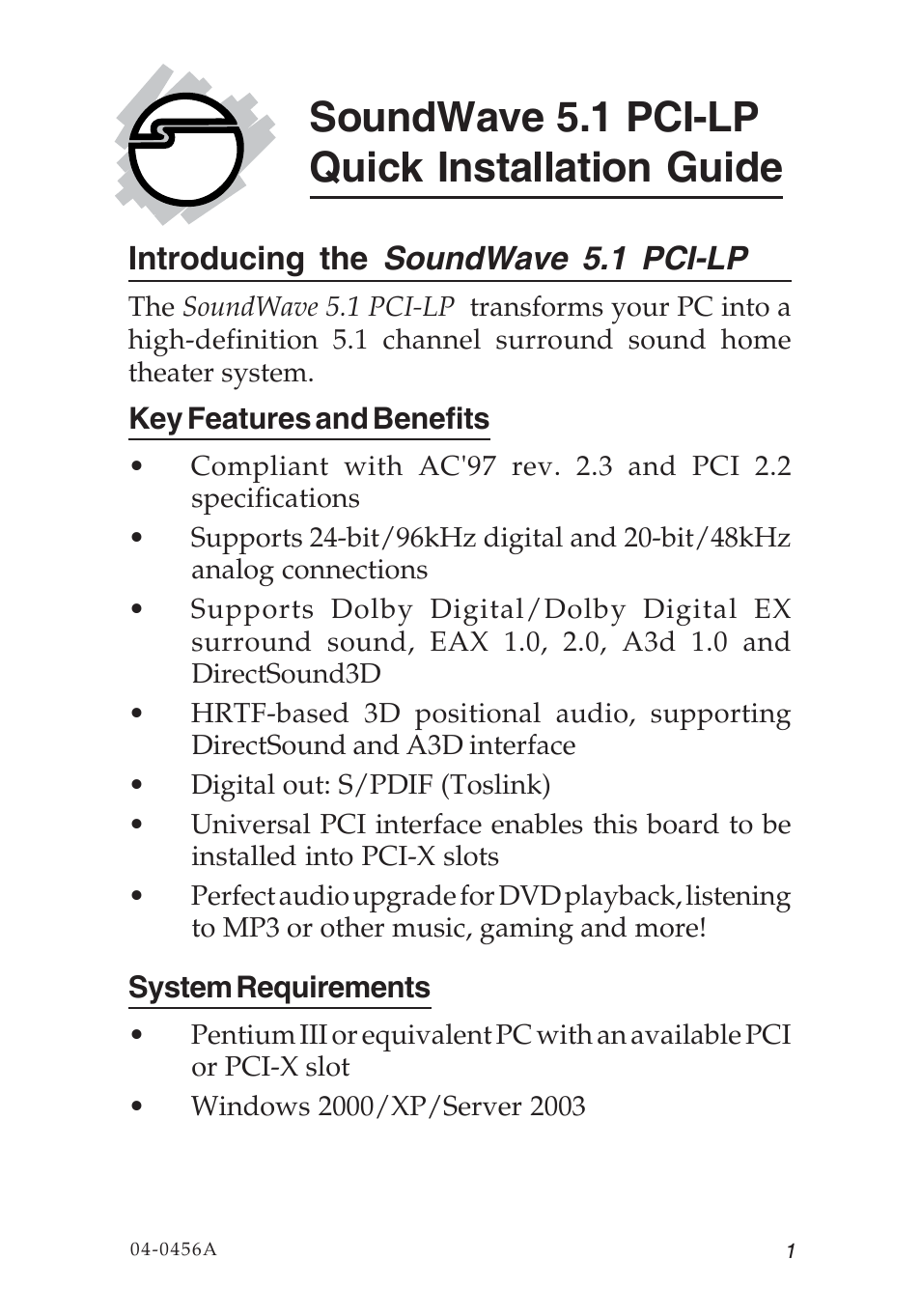 SIIG 04-0456A User Manual | 16 pages