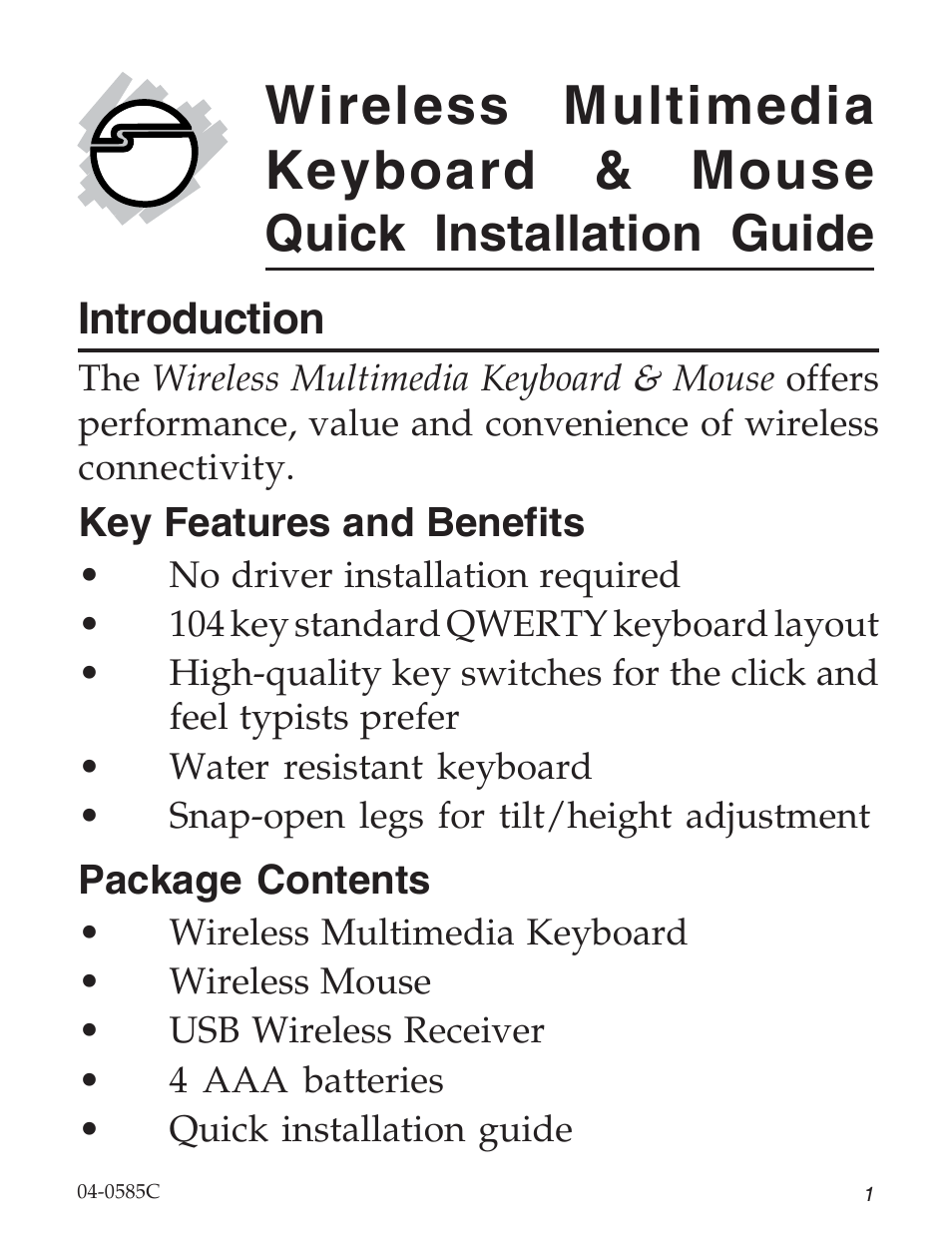 SIIG 04-0585C User Manual | 12 pages