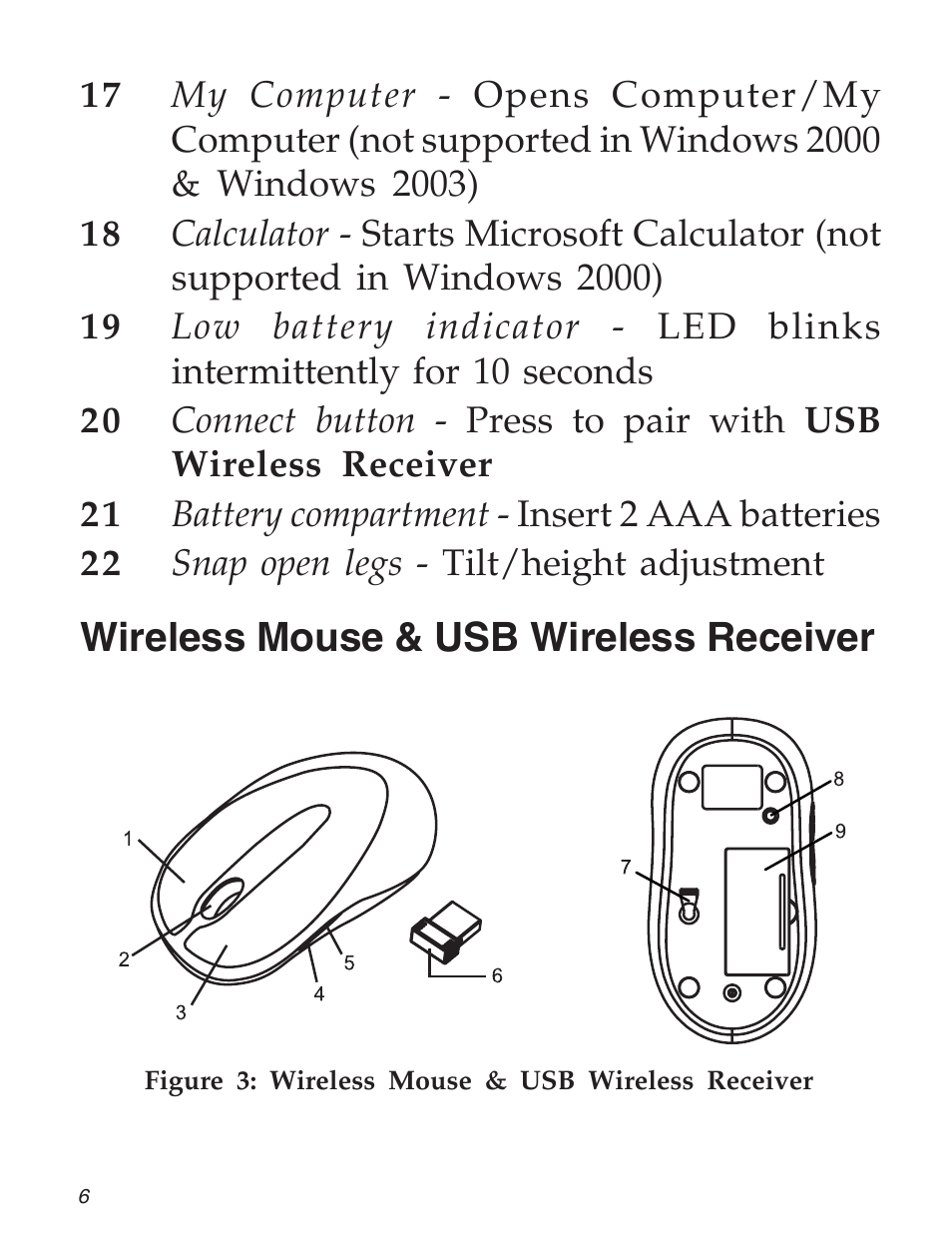 Wireless mouse & usb wireless receiver | SIIG 04-0585C User Manual | Page 6 / 12
