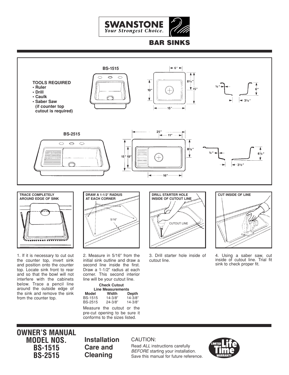 The Swan Corporation BS-1515 User Manual | 2 pages