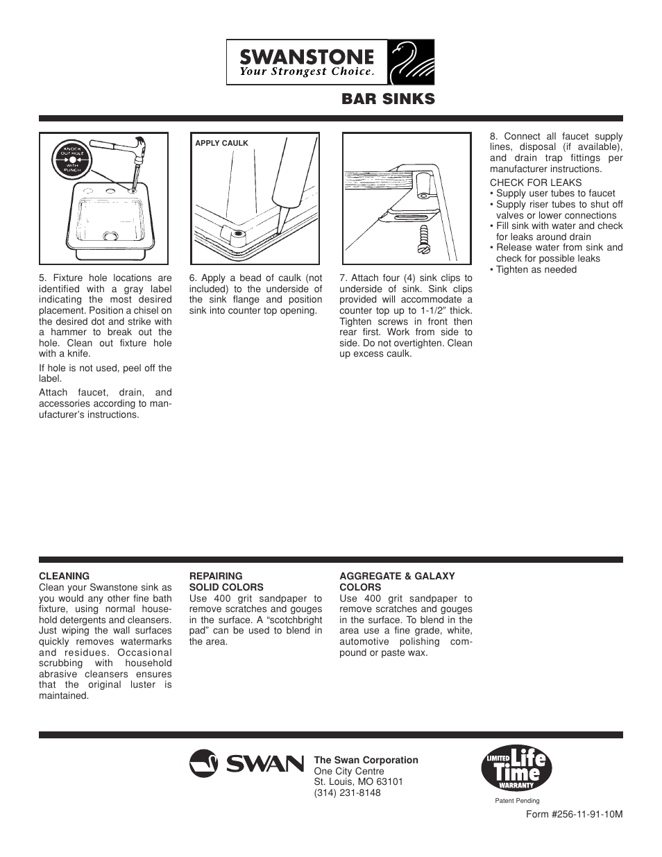 Bar sinks | The Swan Corporation BS-1515 User Manual | Page 2 / 2