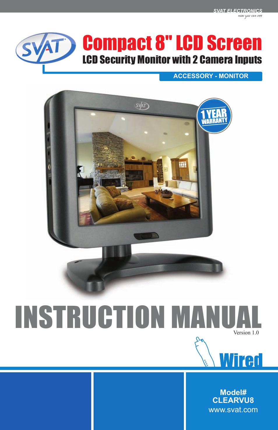 SVAT Electronics Compact 8" LCD Screen CLEARVU8 User Manual | 16 pages