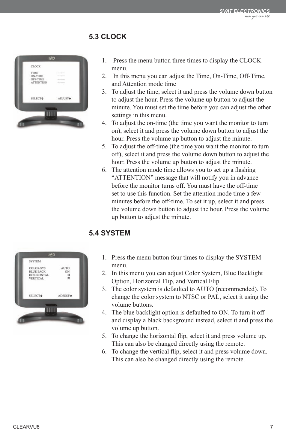 SVAT Electronics Compact 8" LCD Screen CLEARVU8 User Manual | Page 10 / 16