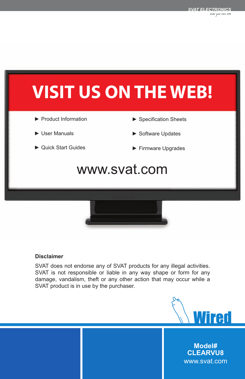 Visit us on the web | SVAT Electronics Compact 8" LCD Screen CLEARVU8 User Manual | Page 16 / 16