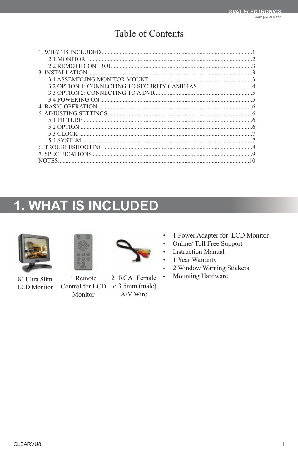 SVAT Electronics Compact 8" LCD Screen CLEARVU8 User Manual | Page 4 / 16