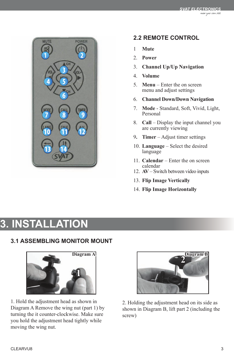 Installation | SVAT Electronics Compact 8" LCD Screen CLEARVU8 User Manual | Page 6 / 16