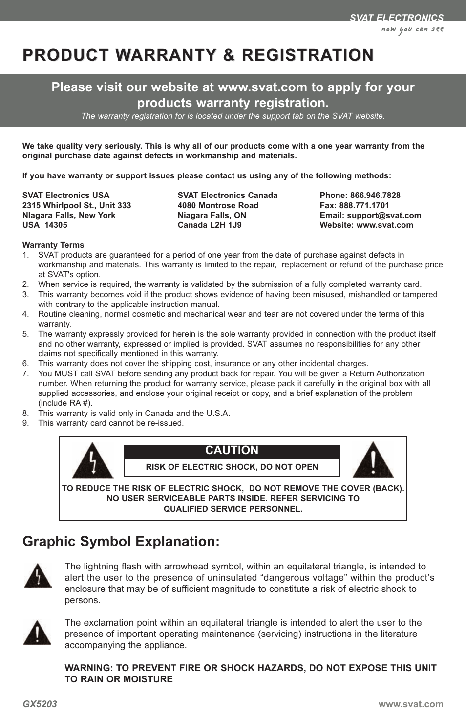 Product w, Graphic symbol explanation, Now you can see | Caution | SVAT Electronics GX5203 User Manual | Page 3 / 16