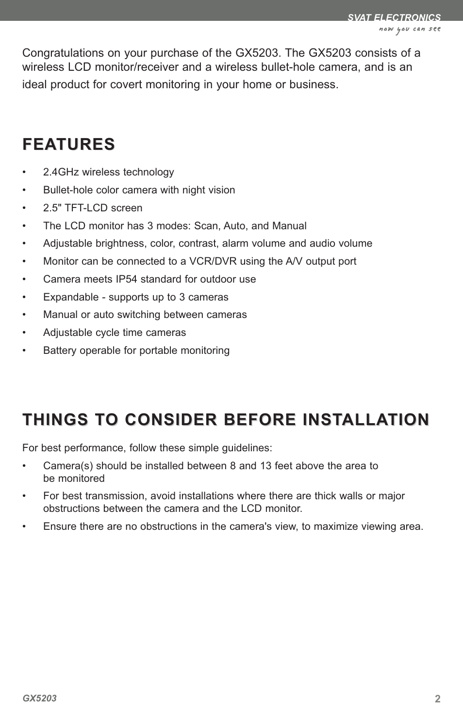 Fea tures tures, Things t, Now you can see | SVAT Electronics GX5203 User Manual | Page 5 / 16