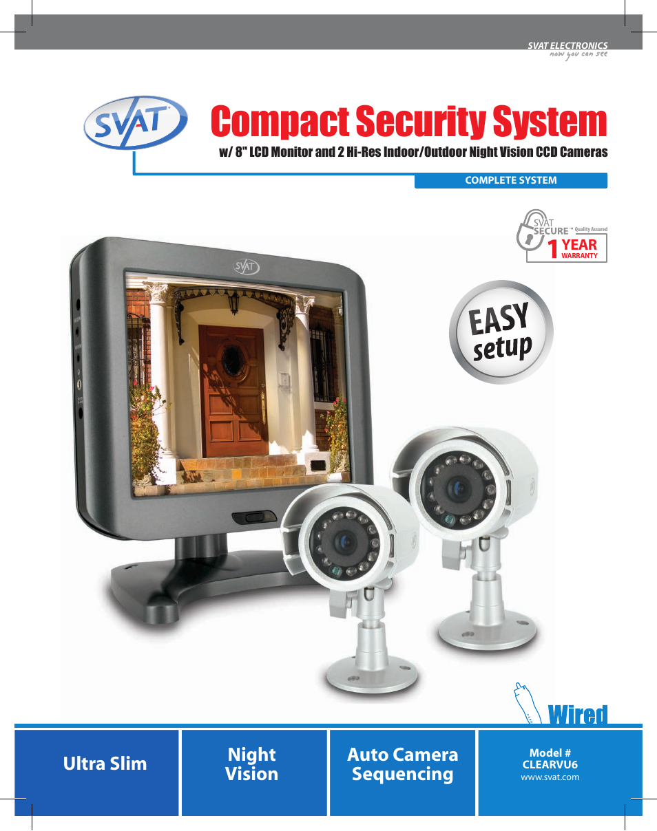 SVAT Electronics Compact Security System CLEARVU6 User Manual | 2 pages