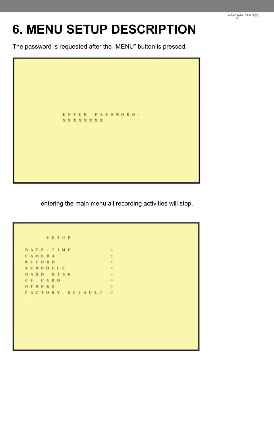 Menu setup description, Now you can see | SVAT Electronics CLEARVU3 User Manual | Page 15 / 61