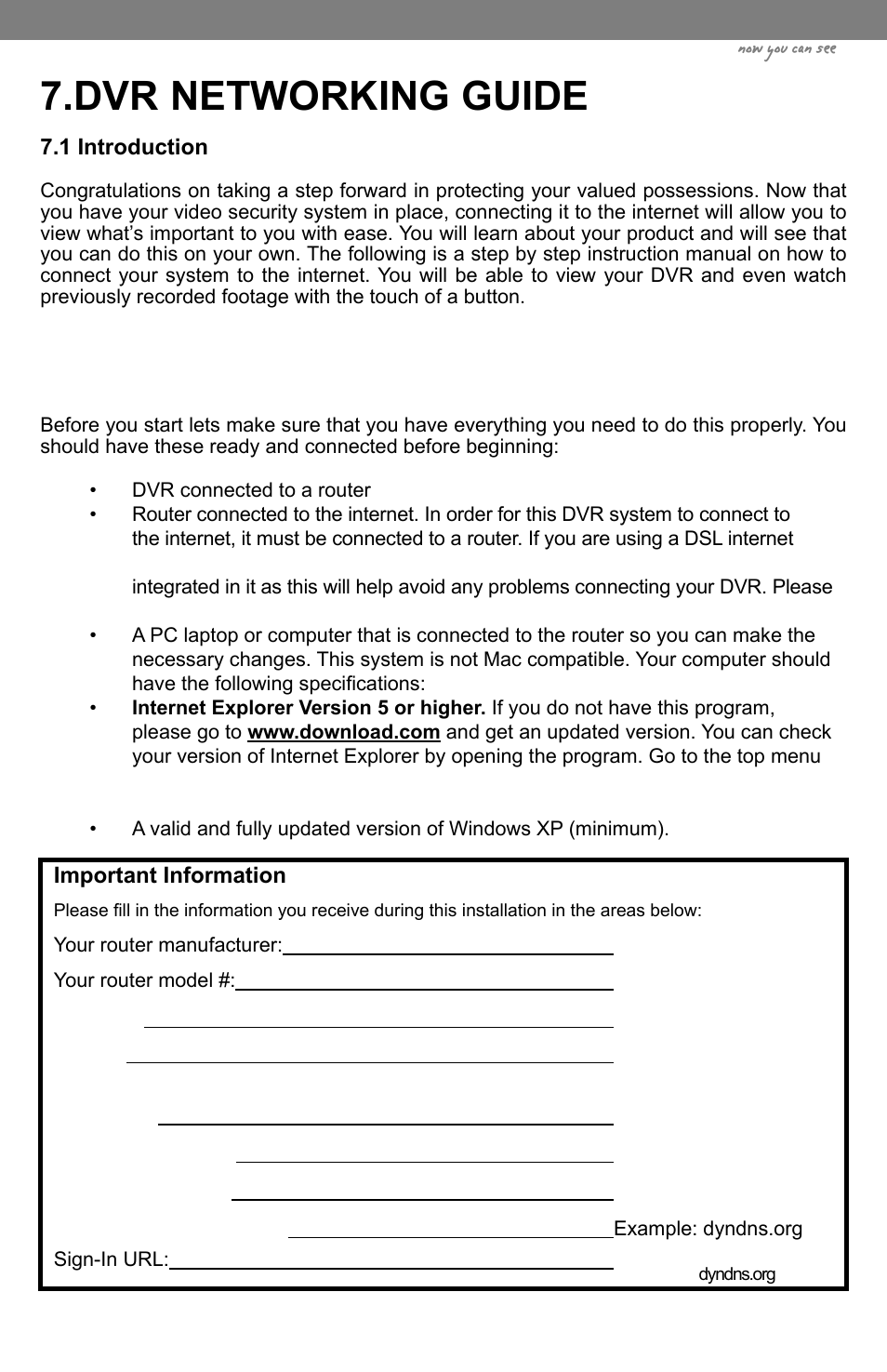 Dvr networking guide, Now you can see | SVAT Electronics CLEARVU3 User Manual | Page 28 / 61
