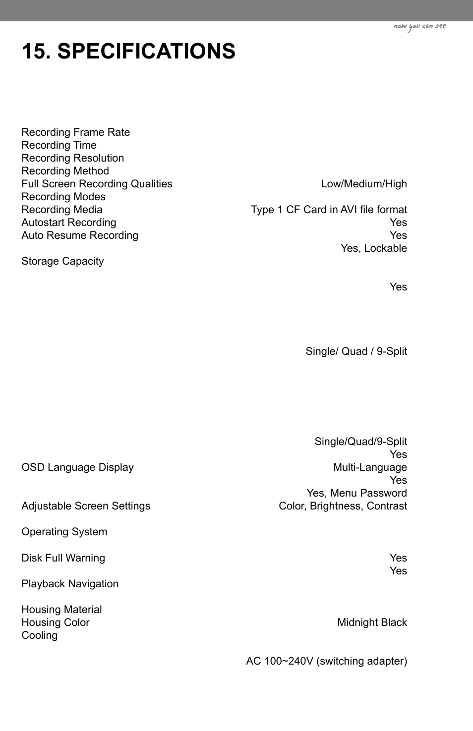Specifications, Now you can see | SVAT Electronics CLEARVU3 User Manual | Page 55 / 61