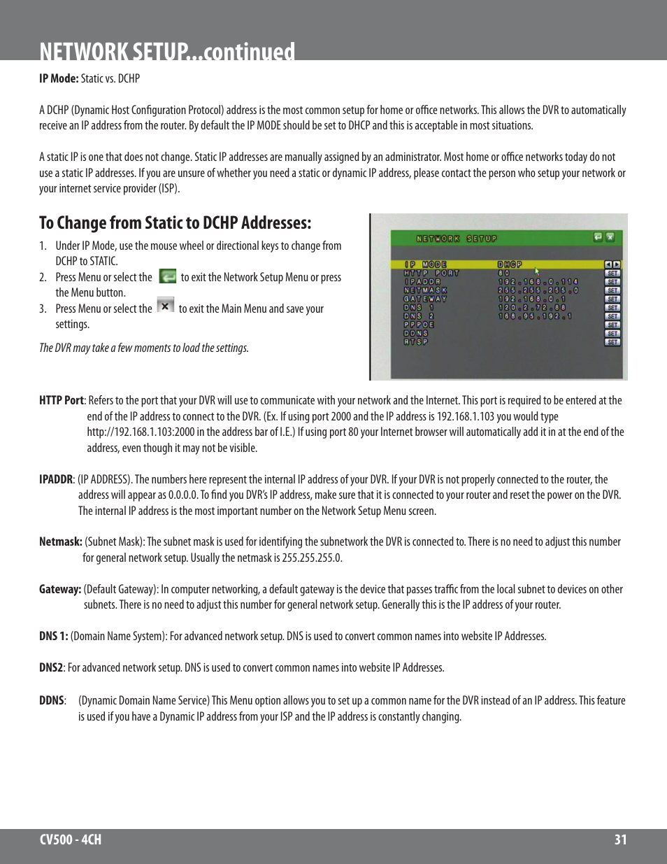 Network setup...continued | SVAT Electronics 2CV500 - 4CH User Manual | Page 31 / 74