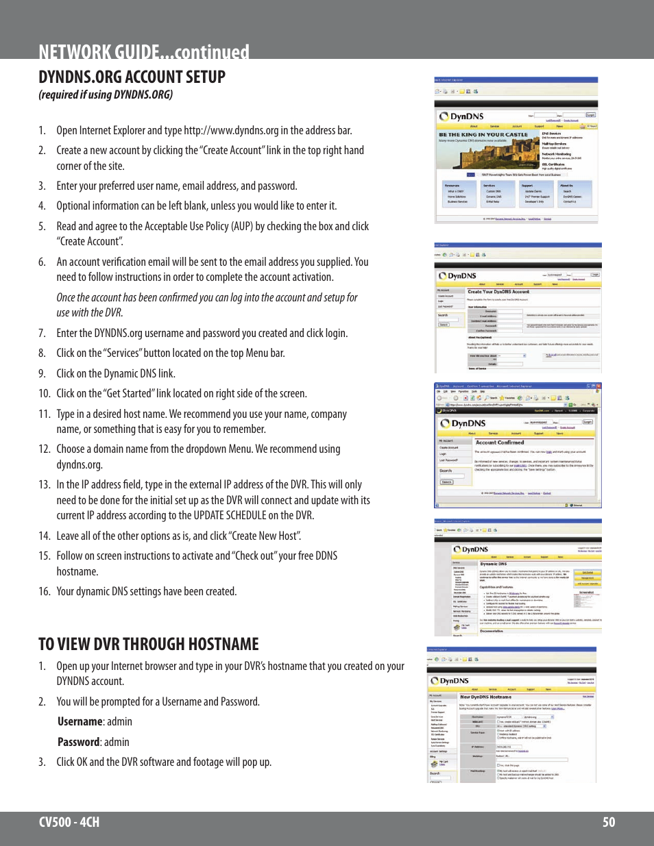 Network guide...continued | SVAT Electronics 2CV500 - 4CH User Manual | Page 50 / 74