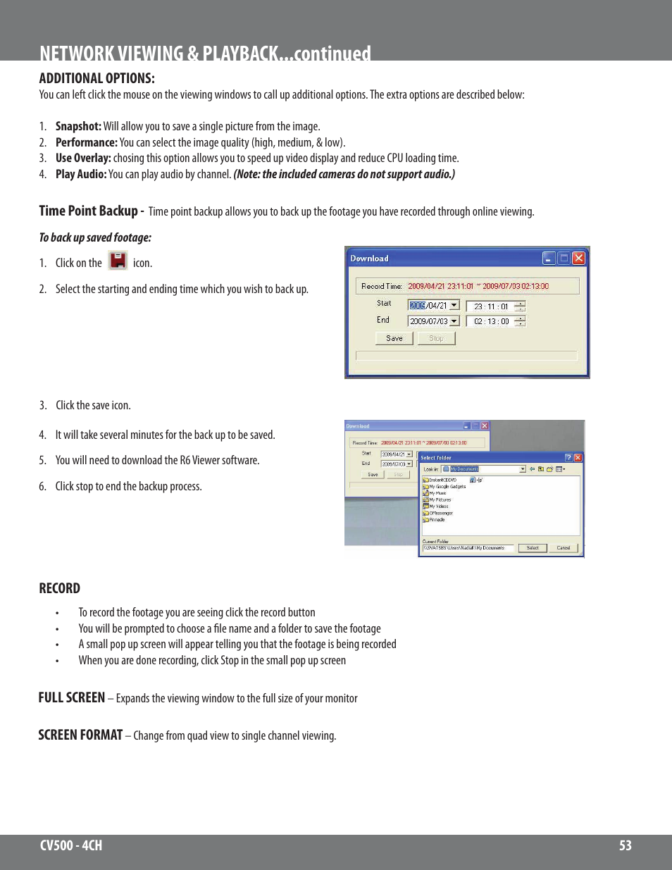 Network viewing & playback...continued | SVAT Electronics 2CV500 - 4CH User Manual | Page 53 / 74