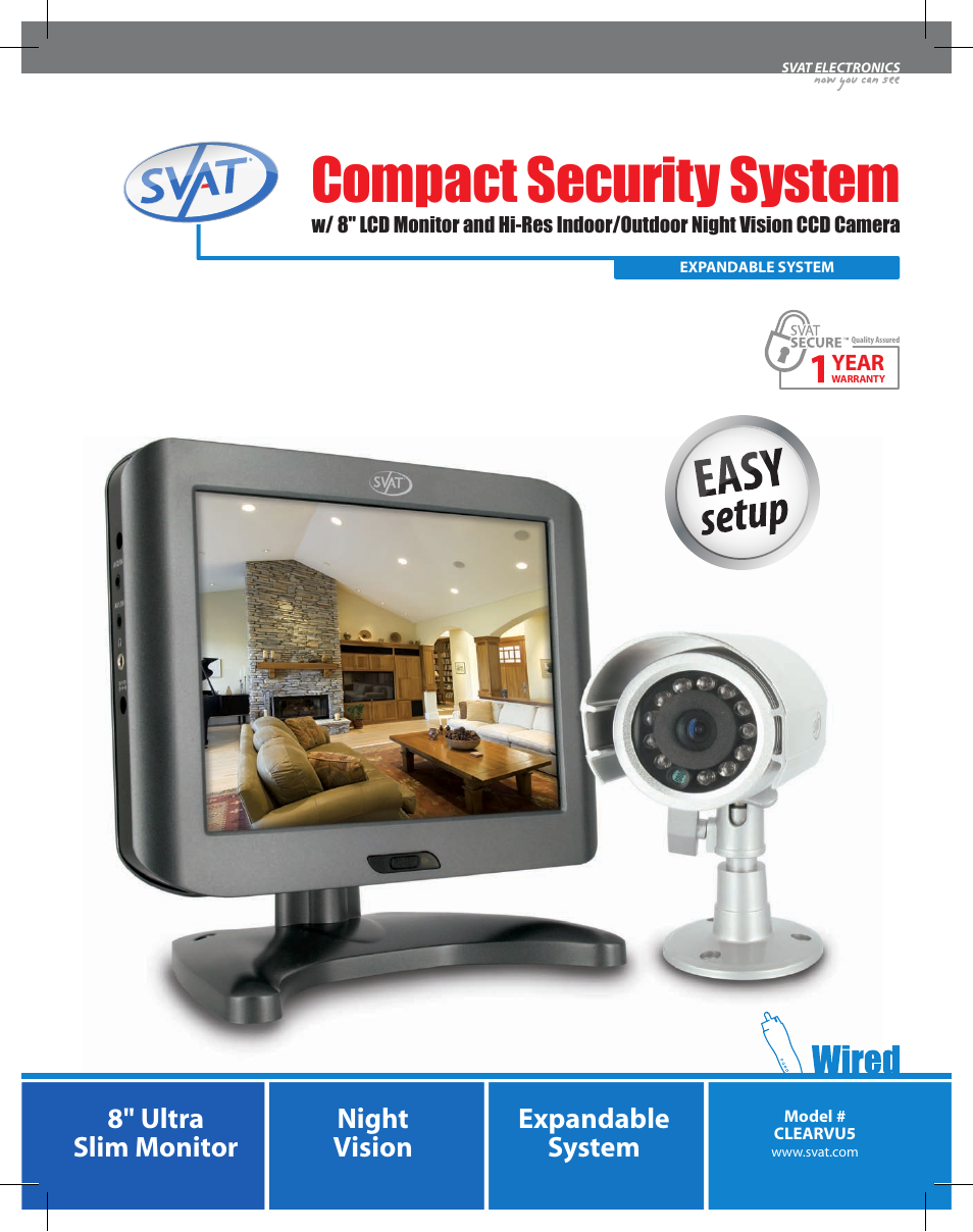 SVAT Electronics Compact Security System CLEARVU5 User Manual | 2 pages