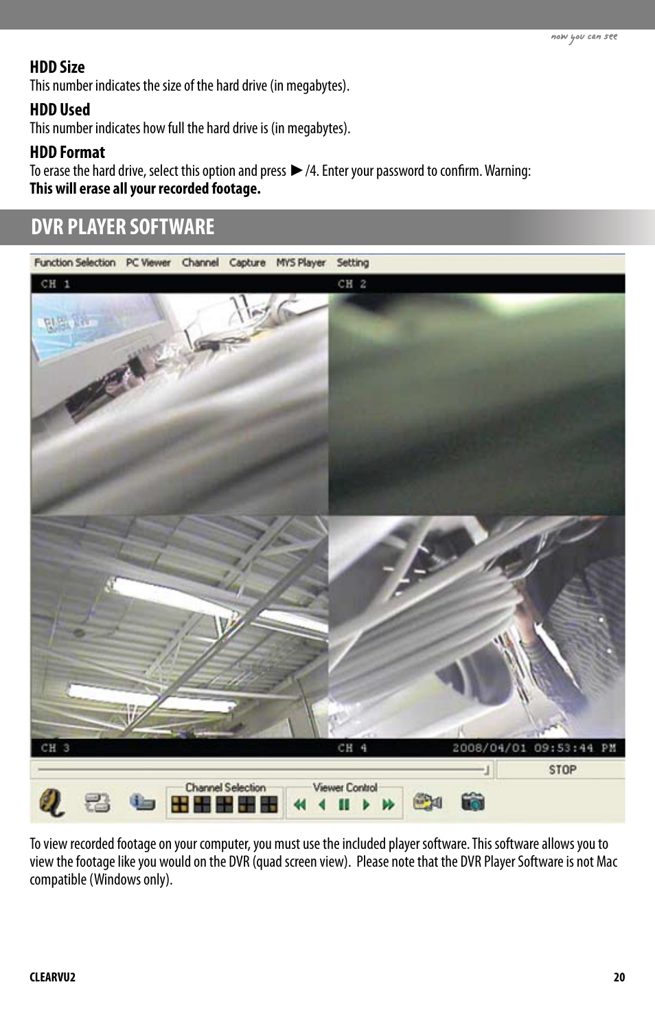 Dvr player software | SVAT Electronics CLEARVU2 User Manual | Page 23 / 32
