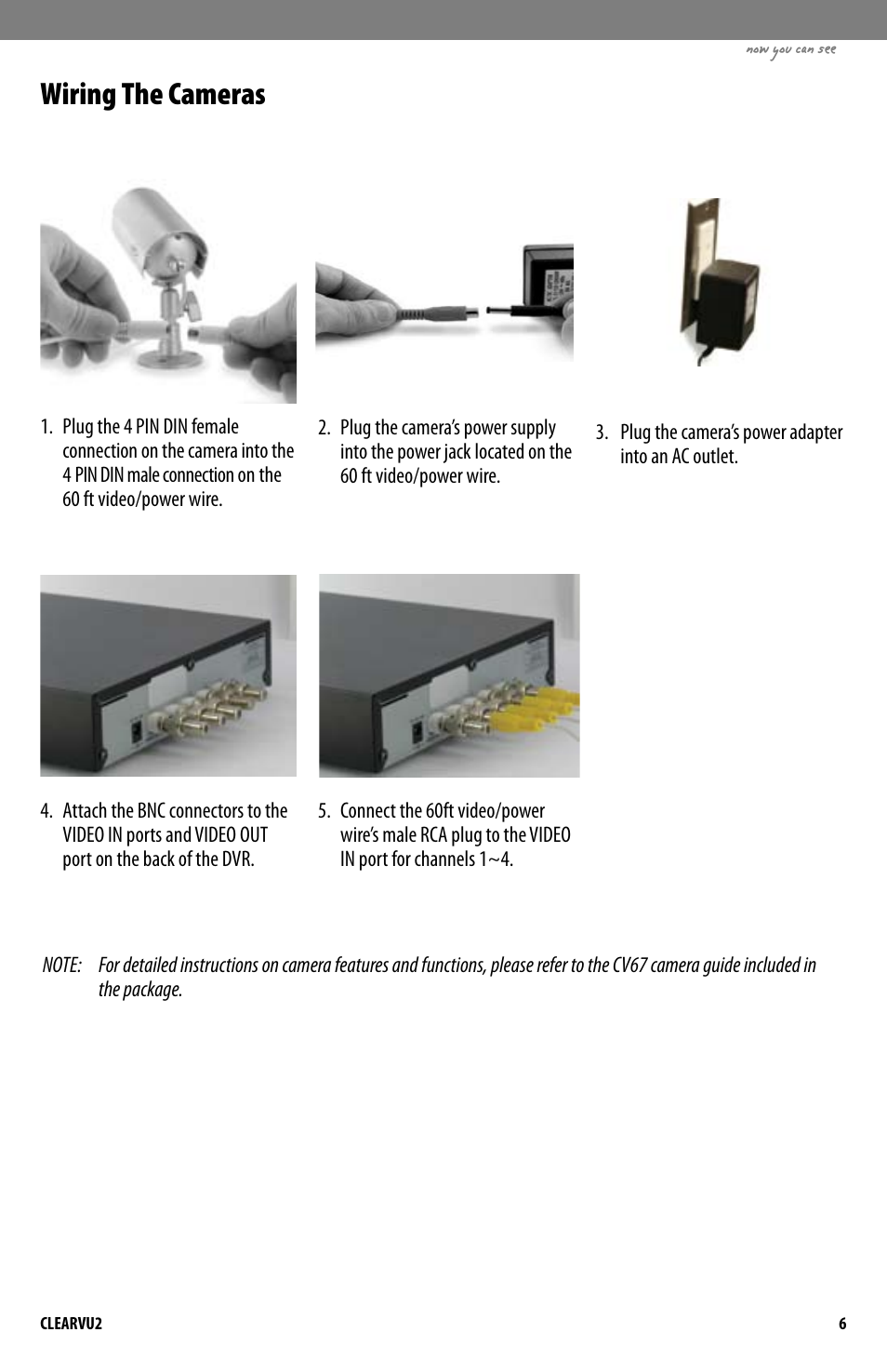 Wiring the cameras | SVAT Electronics CLEARVU2 User Manual | Page 9 / 32