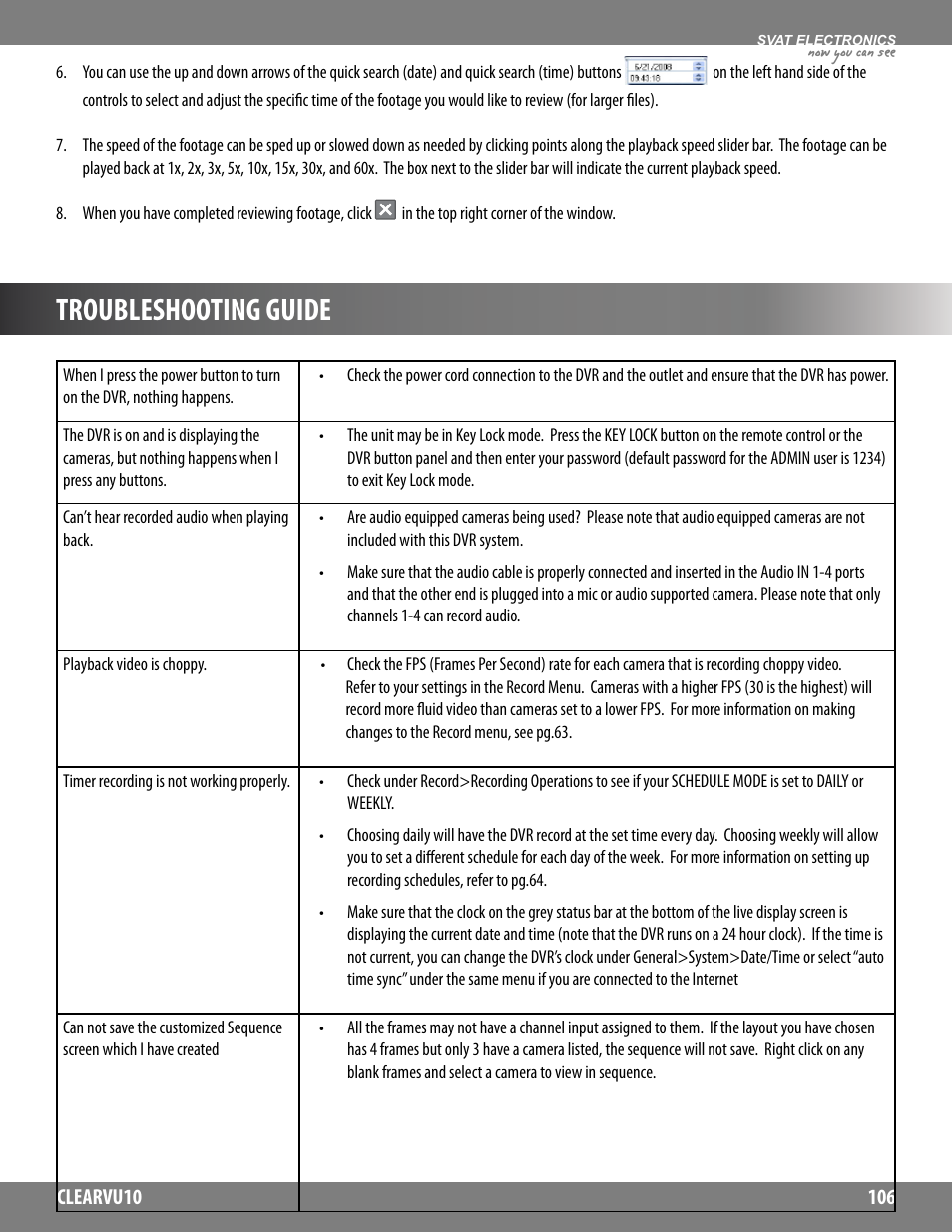 Troubleshooting guide, Now you can see | SVAT Electronics CLEARVU10 User Manual | Page 106 / 120