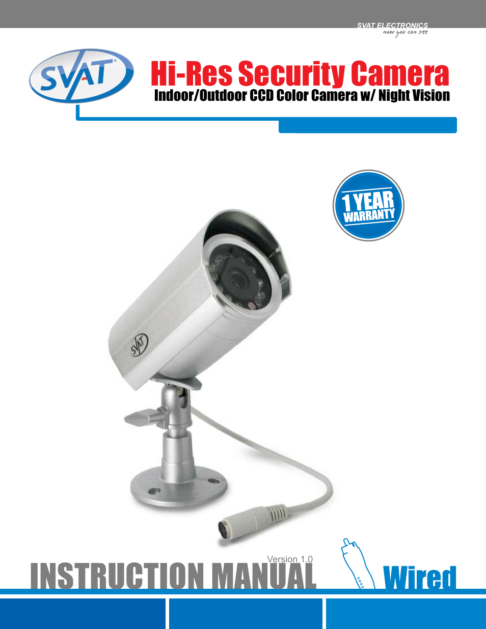 Instruction manual, Hi-res security camera | SVAT Electronics CLEARVU10 User Manual | Page 111 / 120