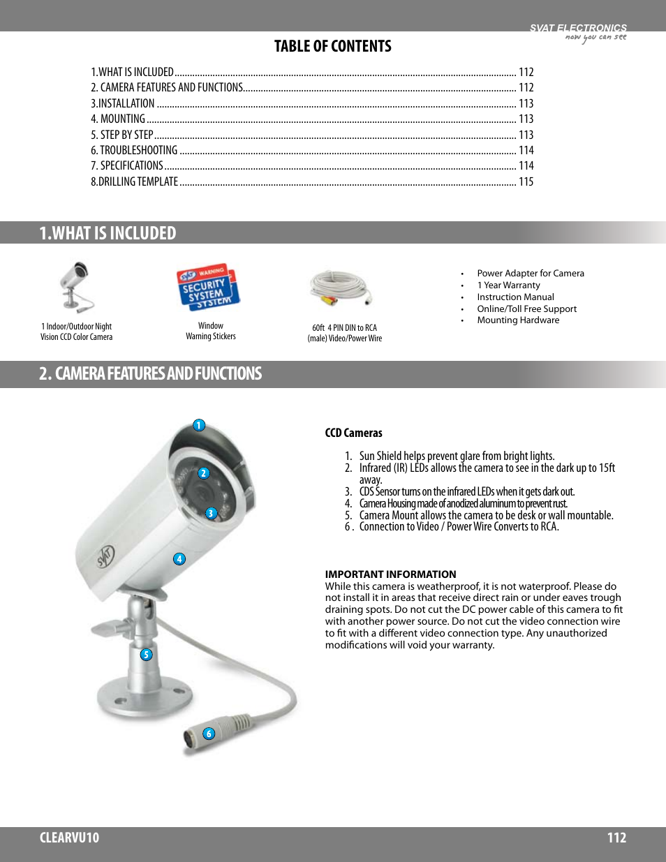 SVAT Electronics CLEARVU10 User Manual | Page 112 / 120