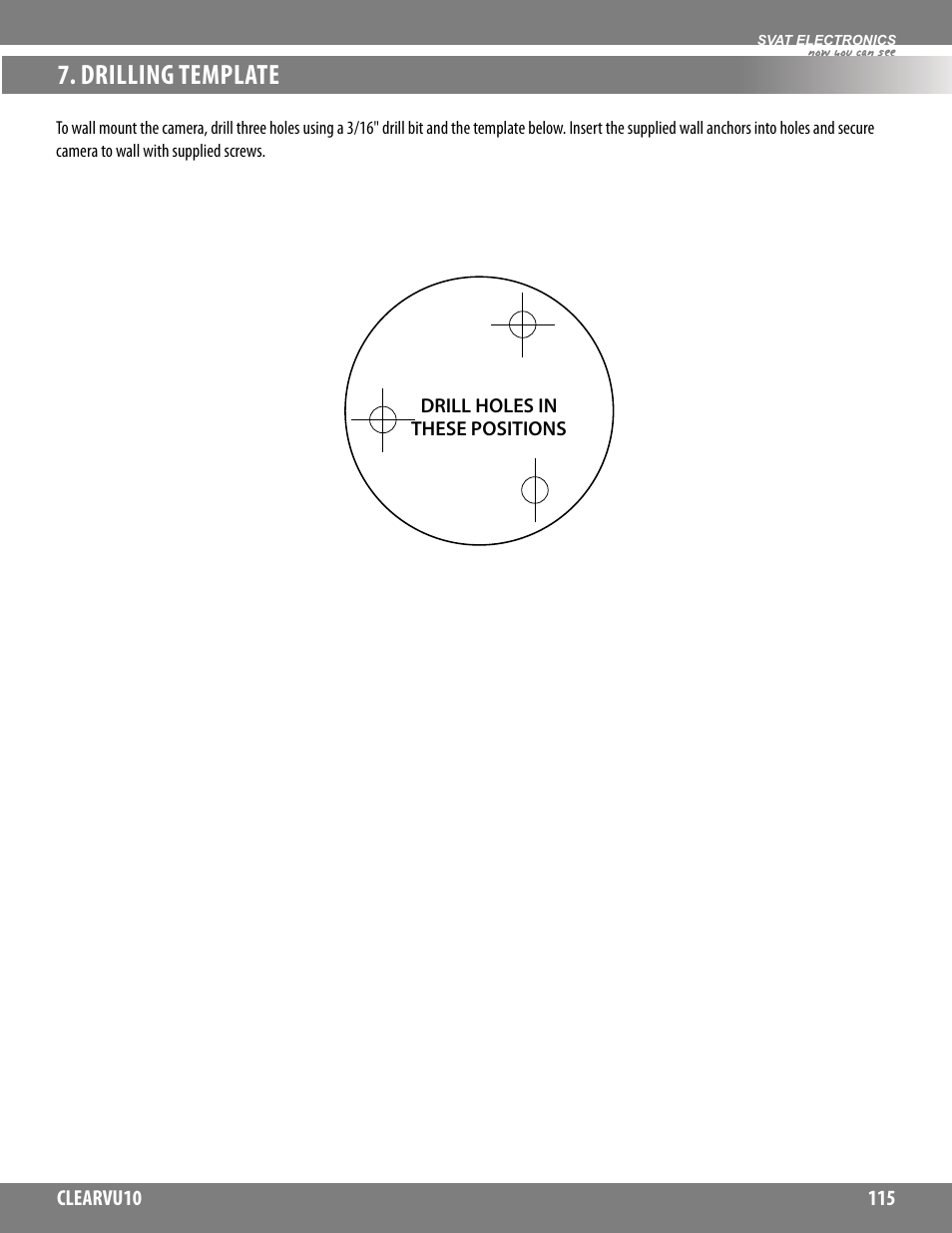 Drilling template | SVAT Electronics CLEARVU10 User Manual | Page 115 / 120