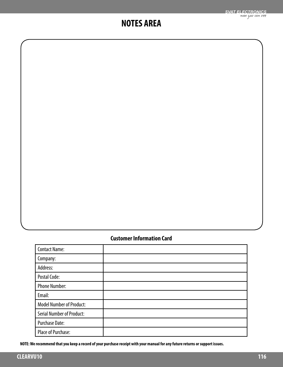 SVAT Electronics CLEARVU10 User Manual | Page 116 / 120