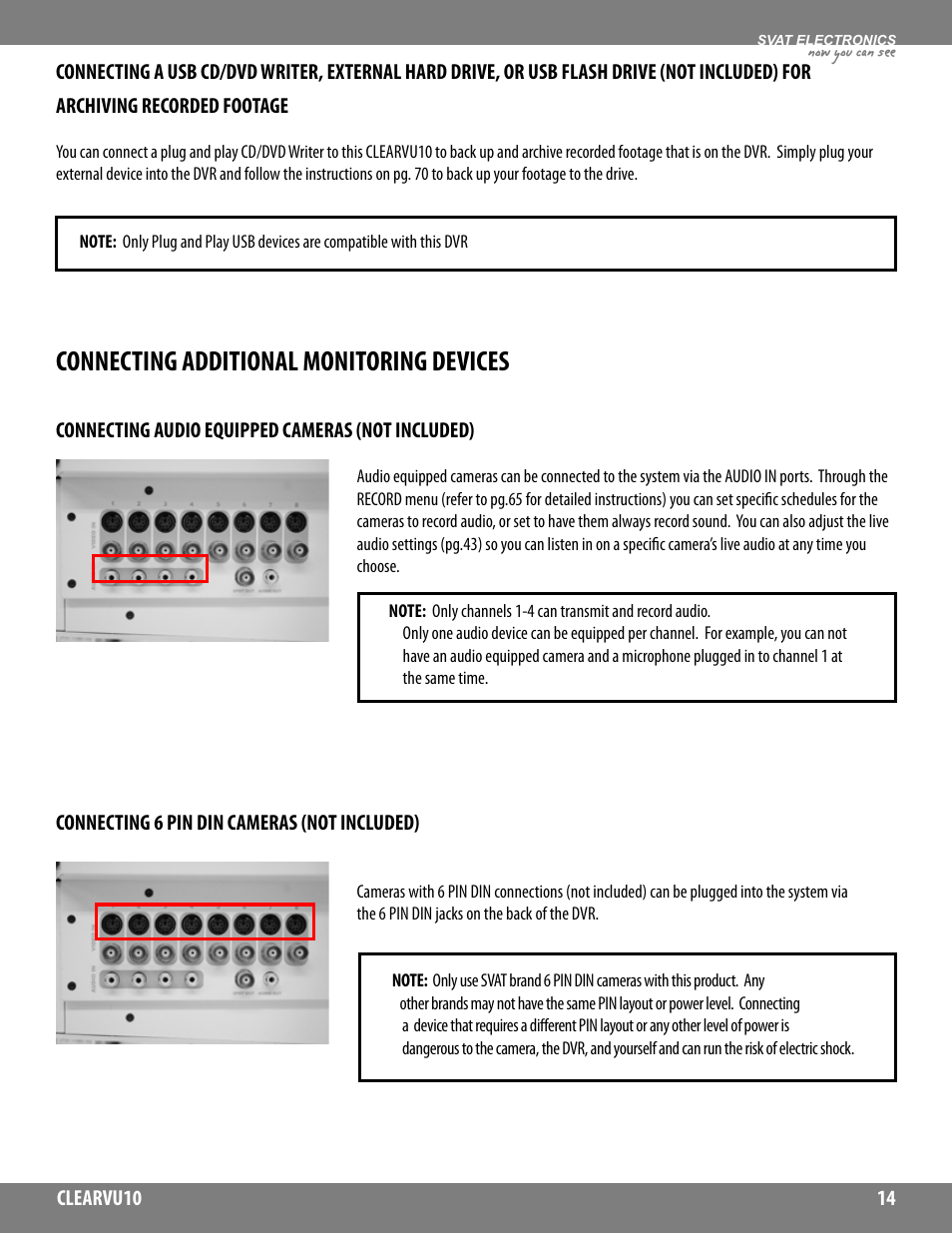 Connecting additional monitoring devices, Now you can see | SVAT Electronics CLEARVU10 User Manual | Page 14 / 120