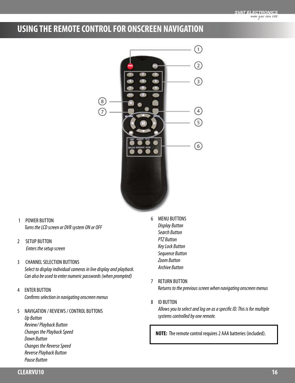 Using the remote control for onscreen navigation, Now you can see | SVAT Electronics CLEARVU10 User Manual | Page 16 / 120