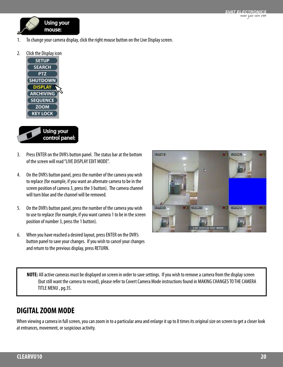 Digital zoom mode, Now you can see | SVAT Electronics CLEARVU10 User Manual | Page 20 / 120