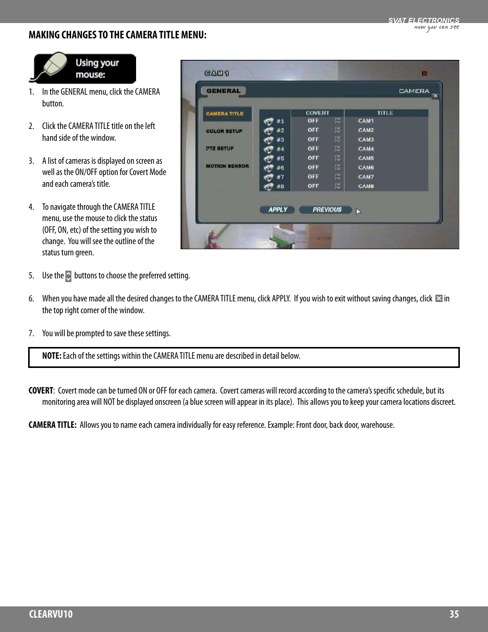 Now you can see | SVAT Electronics CLEARVU10 User Manual | Page 35 / 120