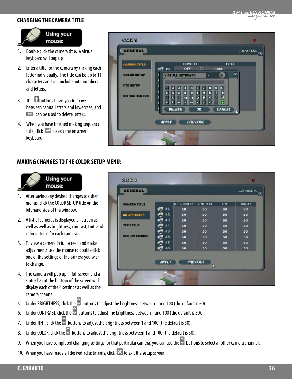 Now you can see | SVAT Electronics CLEARVU10 User Manual | Page 36 / 120