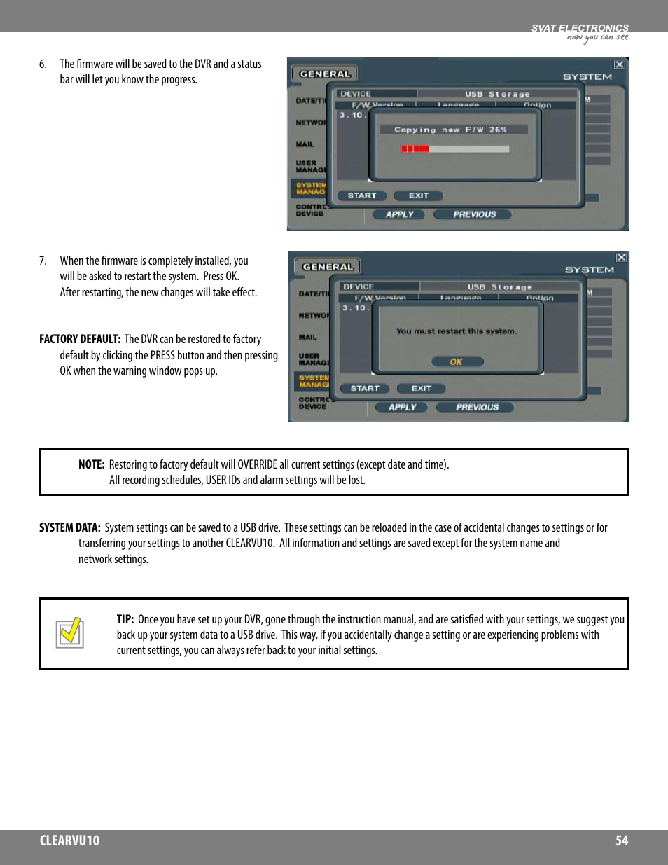 Now you can see | SVAT Electronics CLEARVU10 User Manual | Page 54 / 120