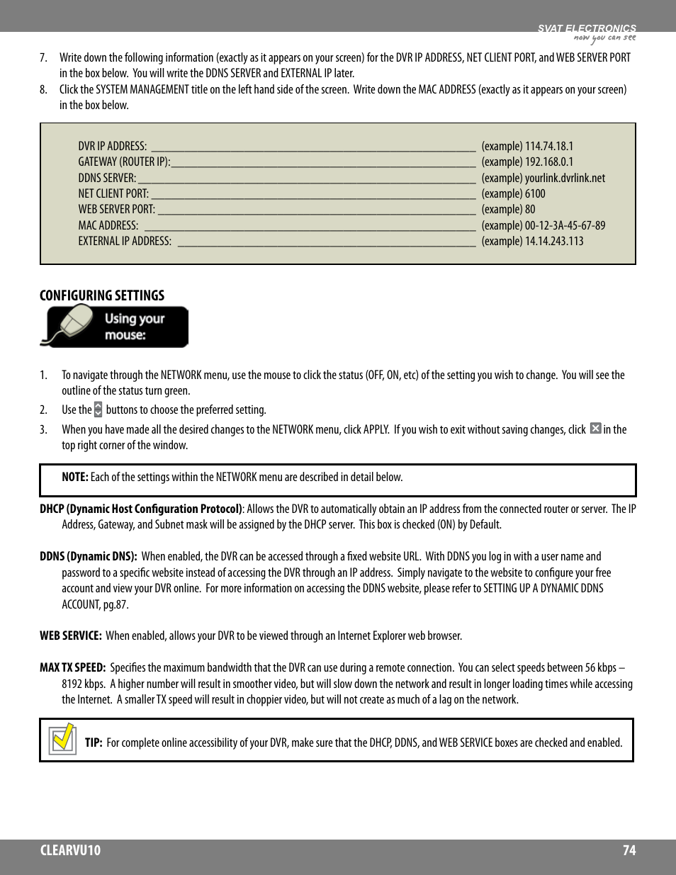 Now you can see | SVAT Electronics CLEARVU10 User Manual | Page 74 / 120