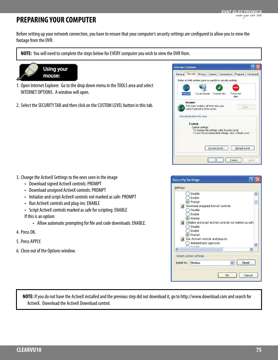 Preparing your computer, Now you can see | SVAT Electronics CLEARVU10 User Manual | Page 75 / 120