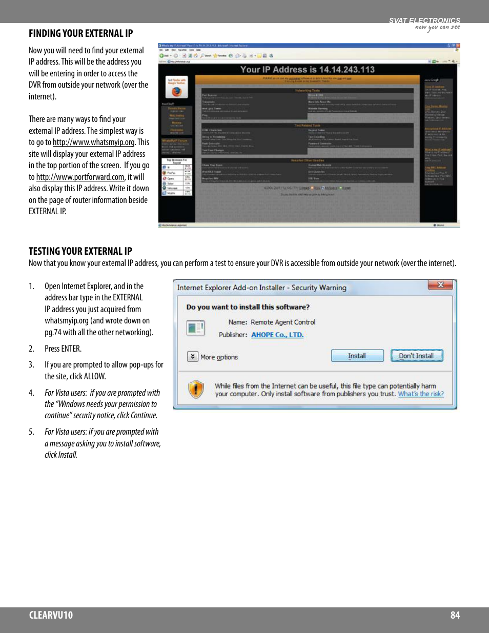 Now you can see | SVAT Electronics CLEARVU10 User Manual | Page 84 / 120