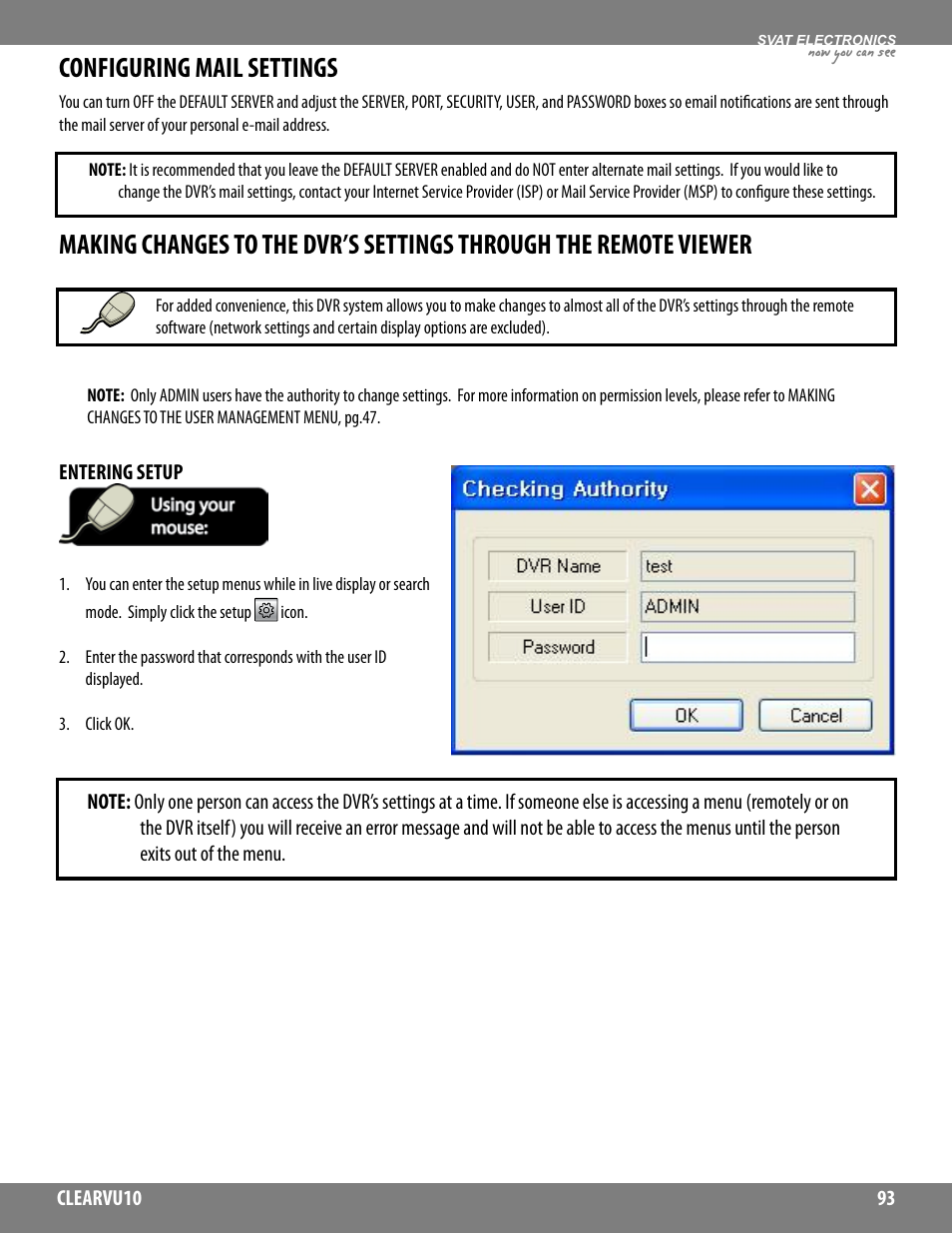 Configuring mail settings | SVAT Electronics CLEARVU10 User Manual | Page 93 / 120