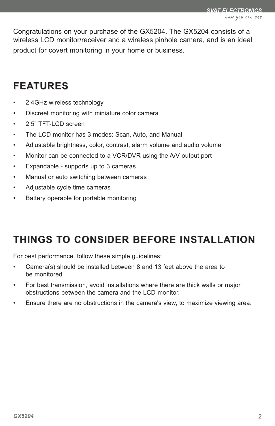 Fea tures tures, Things t, Now you can see | SVAT Electronics GX5204 User Manual | Page 5 / 16