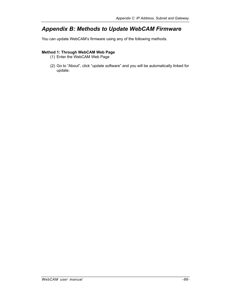 Appendix b: methods to update webcam firmware | SVAT Electronics IP100 User Manual | Page 89 / 92