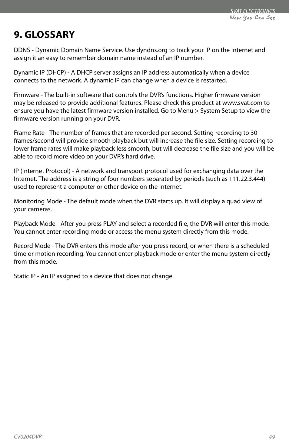 Glossary, Now you can see | SVAT Electronics CV0204DVR User Manual | Page 52 / 60