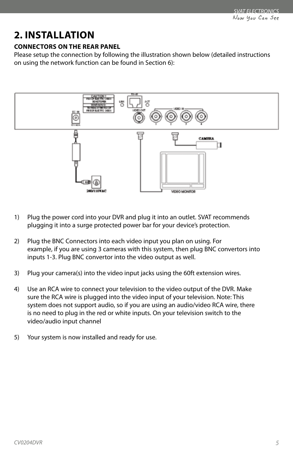 Installation, Now you can see | SVAT Electronics CV0204DVR User Manual | Page 8 / 60